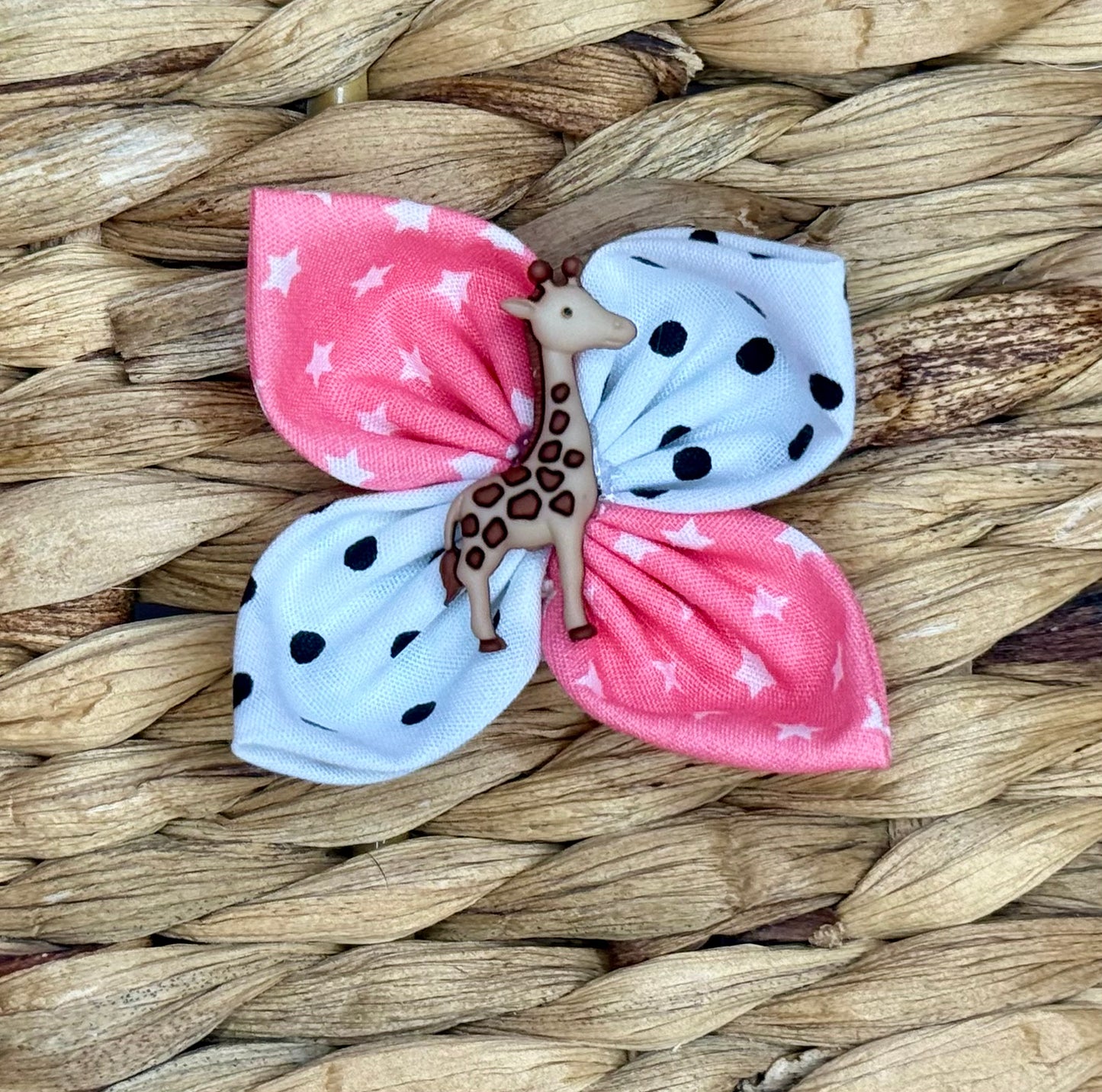 Giraffe Pink Polka Dot Single Bow