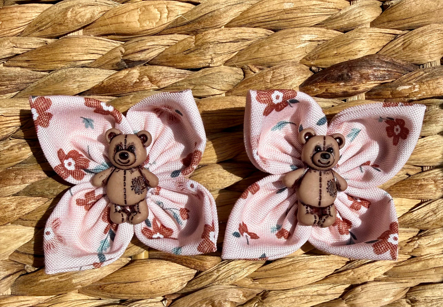 Floral Teddy Bears Pigtail Set