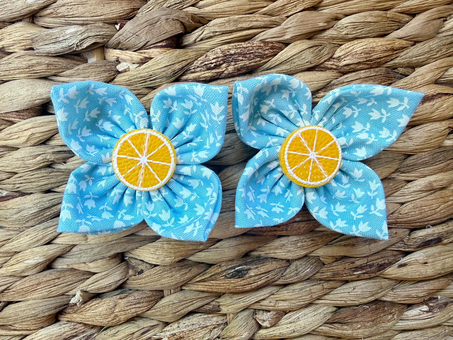 Blue Floral Lemon Slices Pigtail Set