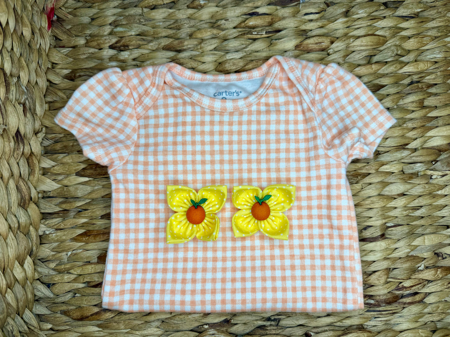 Yellow Polka Dot Oranges Pigtail Set