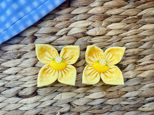 Polka Dot Lemon Pigtail Set